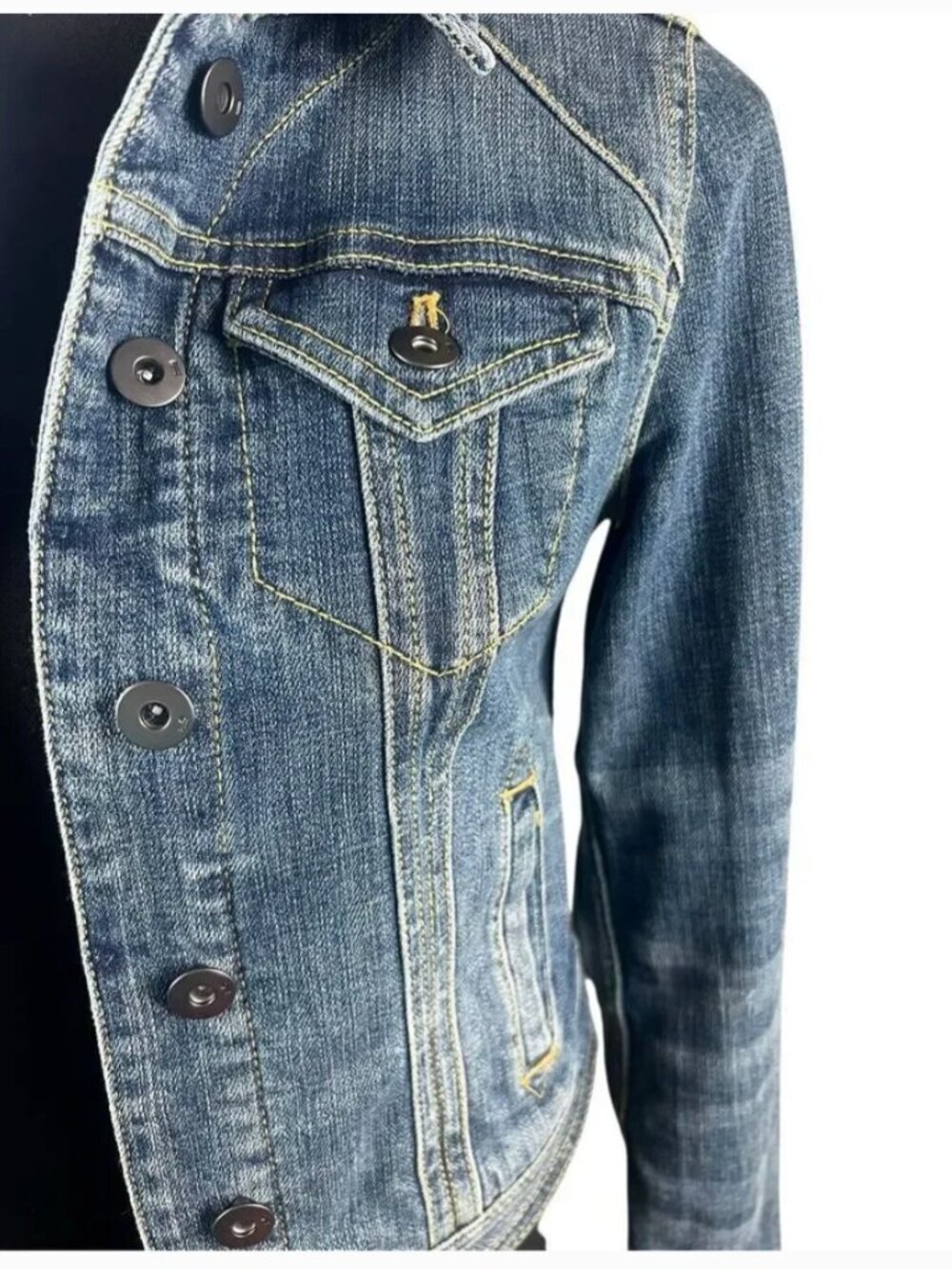 Anthropologie Pilcro And The Letterpress Jean Jacket XXS Biker Streetwear Grunge - Picture 4 of 6